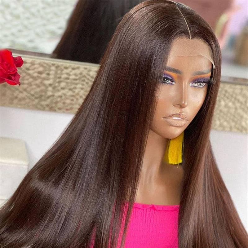 Eullair Perfect Chocolate Brown Lace Frontal Human Hair Wig - Natural Looking 13x4 HD Lace Wig for Black Women | TikTok Viral Hairpiece for Everyday Wear & Special Occasions