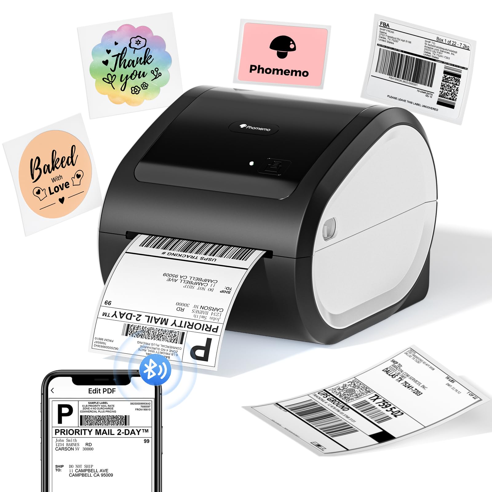 Phomemo D520BT Bluetooth Thermal Label Printer 4x6 - Shipping Address Printer for Small Business, Compatible with Amazon, eBay, Shopify, Etsy, FedEx, UPS, DHL - Perfect for E-commerce, Warehouse & Home Office Shipping Labels