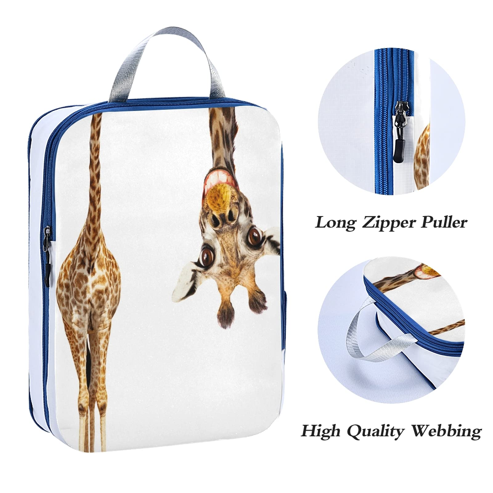 3-Piece Waterproof Check Oxford Cloth Packing Cubes Set - Cute Giraffe Design Travel Organizers & Toiletry Storage Bags | Perfect for Suitcases, Backpacks, and Weekend Getaways