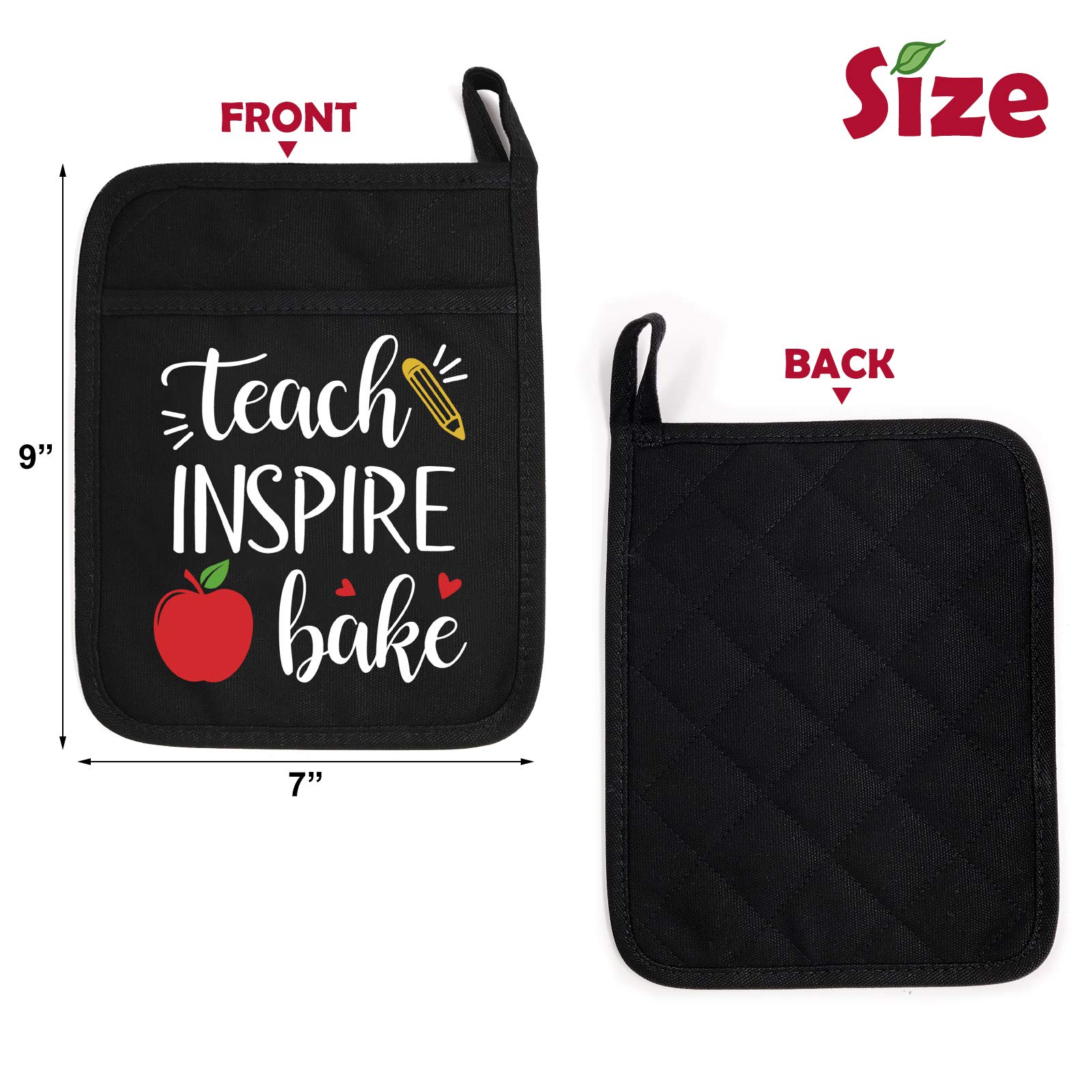 Funny Teacher Appreciation Gifts for Women - Heat Resistant Oven Mitts with Hand Pocket & Hanging Loop - End of Year, Christmas Teacher Gifts - Perfect for Classroom, Kitchen & Holiday Cooking