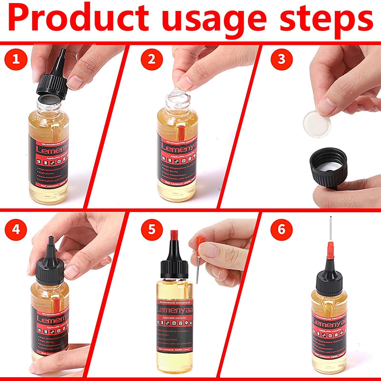 Lemenyaa Silicone Lubricant for Doors, Locks & Hinges - 2 oz Squeak-Free Oil for Garage Doors, Sliding Tracks, Cabinet Hinges & Door Locks - Perfect for Home Maintenance & DIY Repairs