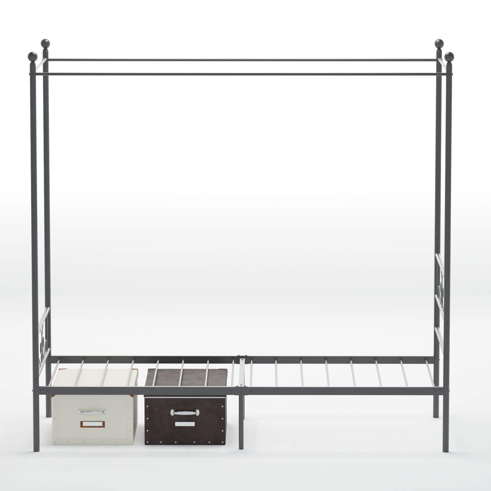 Weehom Twin Canopy Bed Frame with Headboard and Footboard - 4 Poster Metal Bed Frame for Kids & Adults - No Box Spring Needed - Sturdy Mattress Foundation Platform Bed in Black - Perfect for Bedrooms, Guest Rooms & Dorm Rooms