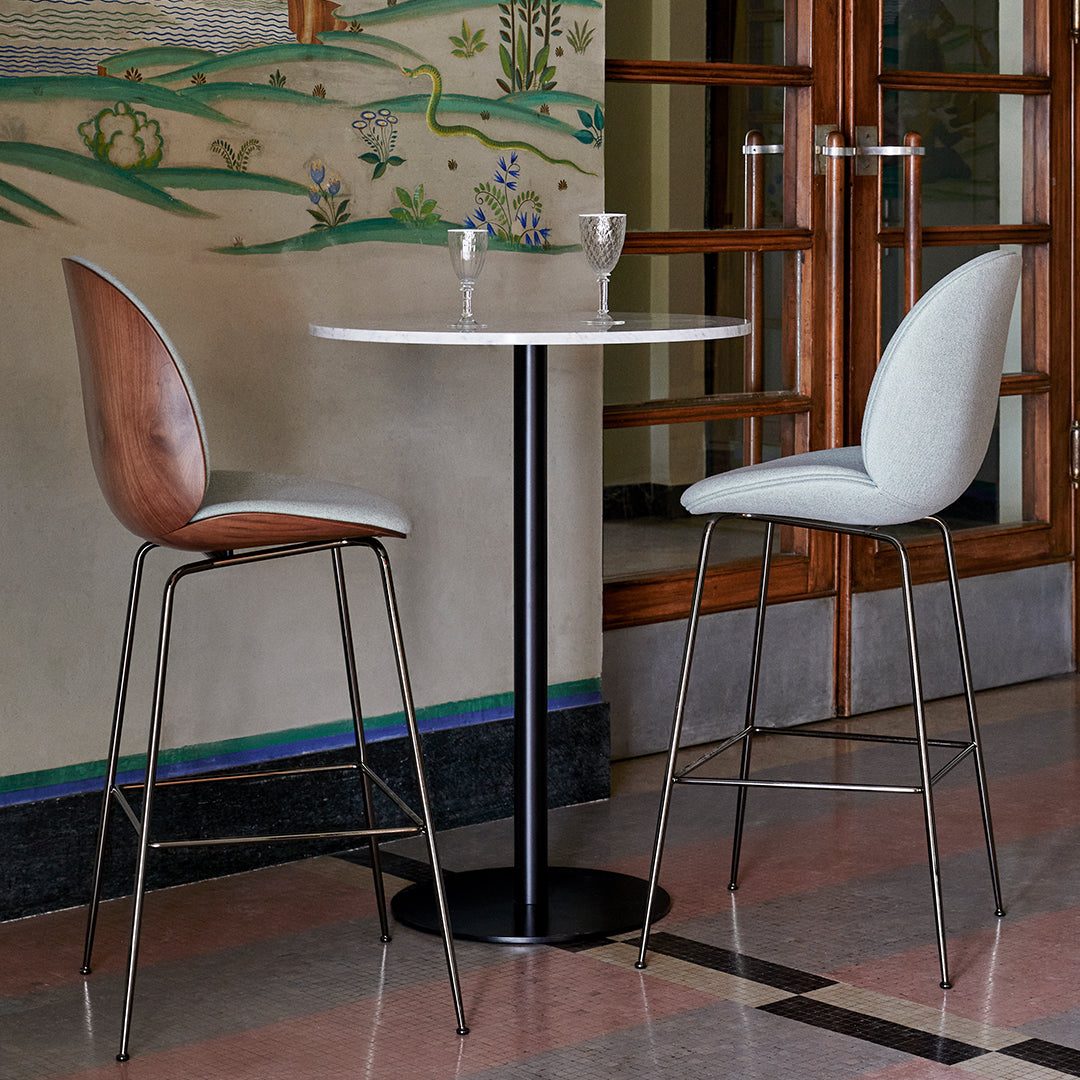 Gubi 1.0 Round Bar Table - Modern Dining & Kitchen Counter Height Table for Small Spaces | Perfect for Breakfast Nooks, Coffee Shops & Home Bars