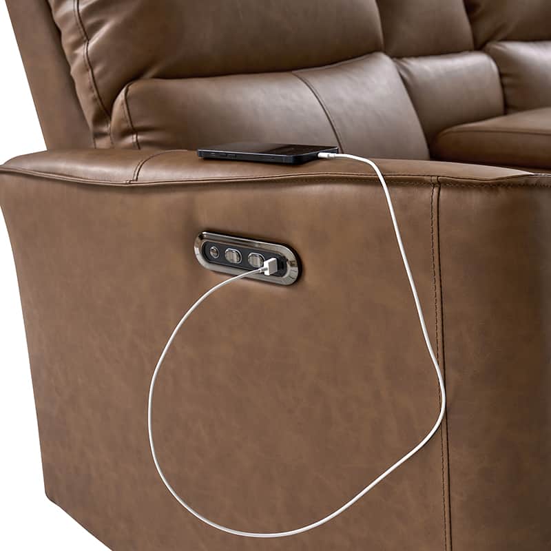 Celisha Power Reclining Sofa with Storage Console & Wide Seats - Modern Recliner Couch with USB Charging for Living Room, Home Theater & Family Room Comfort