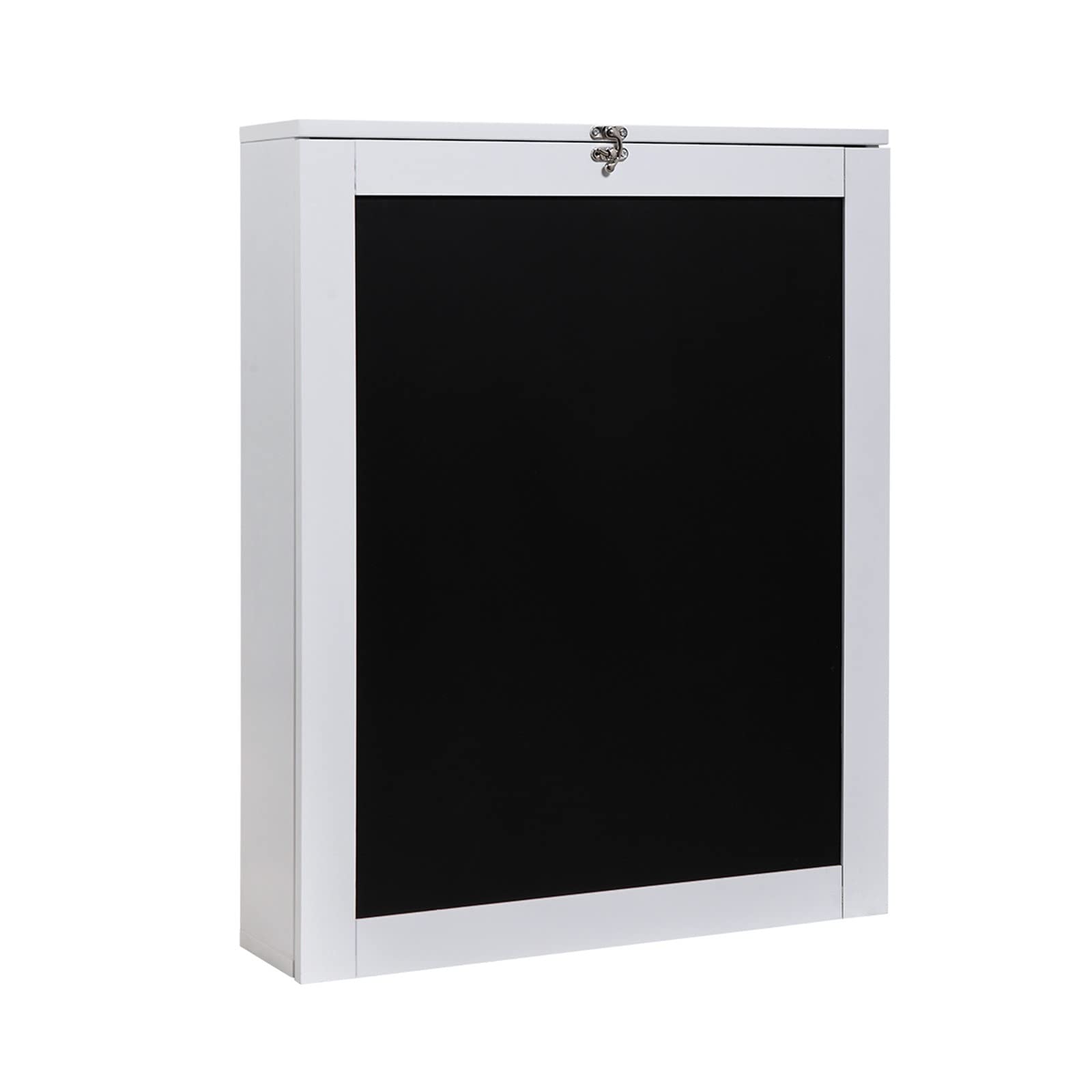 Foldable Wall-Mounted Home Office Desk with Storage Shelves & Blackboard - Space Saving Computer Workstation for Small Rooms (Black+White) | Perfect for Apartments, Dorms & Compact Workspaces