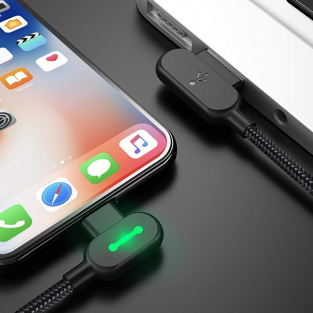 McDodo 90 Degree Right Angle USB C Cable 6FT - Fast Charging Nylon Braided Sync Data Cord for iPhone 14/13/12/11 Pro Max - 3 Pack Black - Perfect for Gaming, Travel & Night Charging