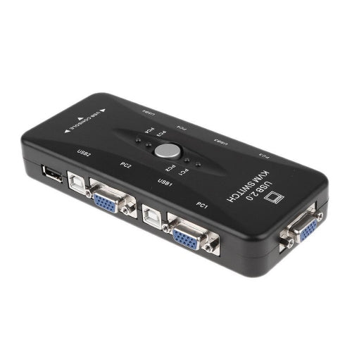 4 Port USB KVM Switch - Share 1 Monitor, Keyboard & Mouse Between 4 Computers - Ideal for Home Office, Gaming & Multi-PC Workstations