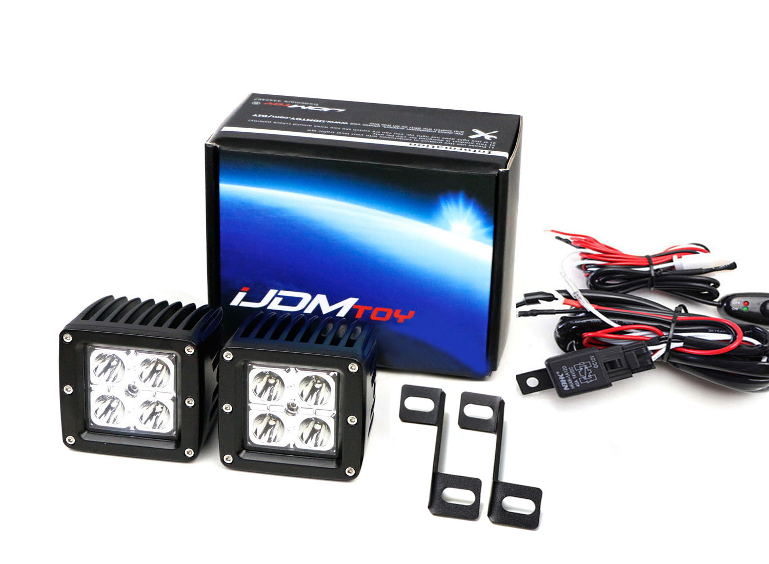 40W CREE LED Pods with A-Pillar Brackets & Wiring Kit for 2015-2020 Ford F150, 2017+ F250 F350 Super Duty - Off-Road Lighting for Night Driving & Truck Accessories