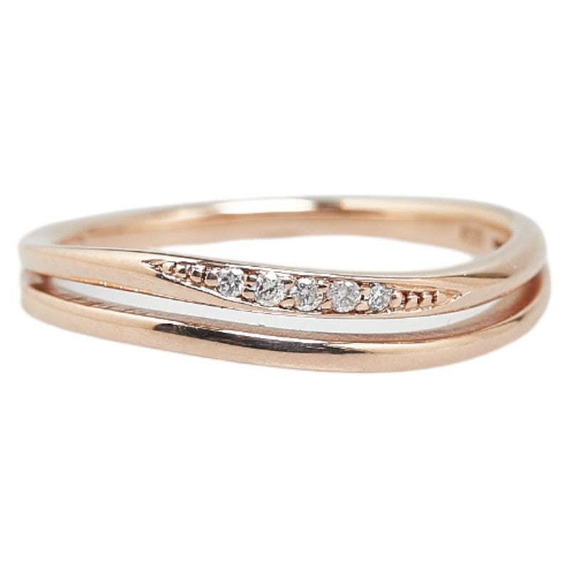 4℃ K10PG Pink Gold Diamond Line Ring - Elegant Women's Jewelry for Engagement, Wedding & Anniversary Gifts | Perfect for Everyday Wear & Special Occasions