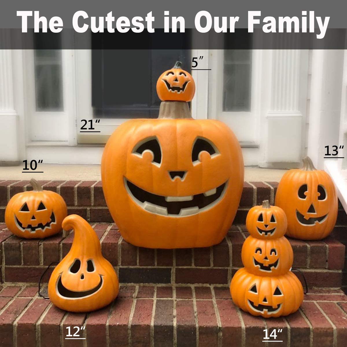 Large 21in Halloween Pumpkin Lantern with LED Light - Jack o' Lantern Decor for Indoor & Outdoor - Spooky Party, Porch, Yard, and Home Decoration