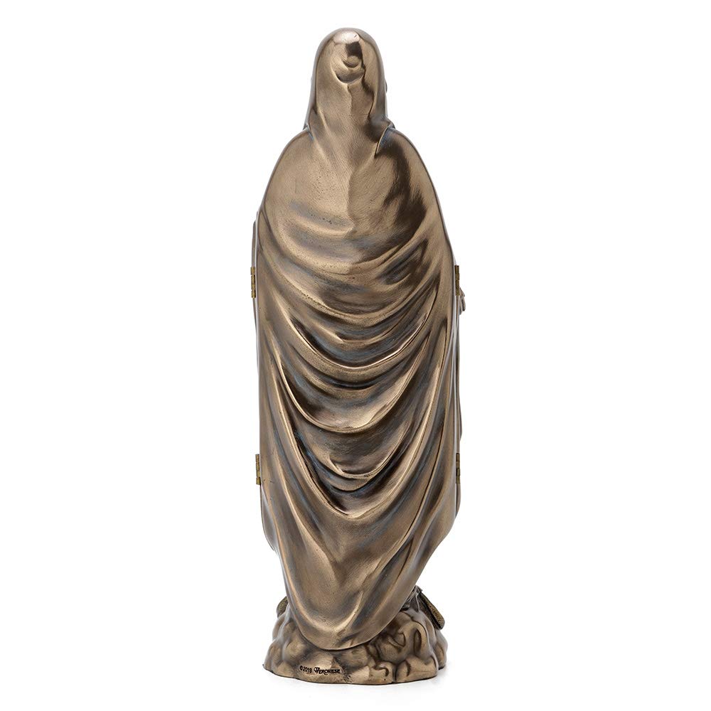 Veronese Design Lady of Grace Triptych Hinged Resin Sculpture - Bronze Finish Religious Art for Home Altar, Church Decor & Spiritual Gifts
