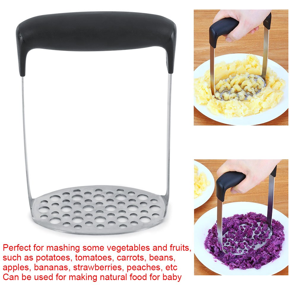 Stainless Steel Potato Masher with Ergonomic Wide Handle - Heavy Duty Kitchen Tool for Mashing Potatoes, Vegetables & Fruits - Perfect for Making Creamy Mashed Potatoes, Baby Food & Smooth Purees