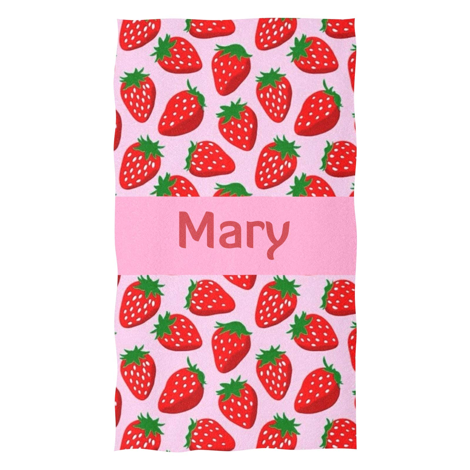 Custom Personalized Hand Towels with Name - Red Strawberry Soft Microfiber Bath Towel (16x28 inches) for Bathroom, Kitchen, Hotel, Gym & Spa | Great for Gifts, Guest Towels & Home Decor