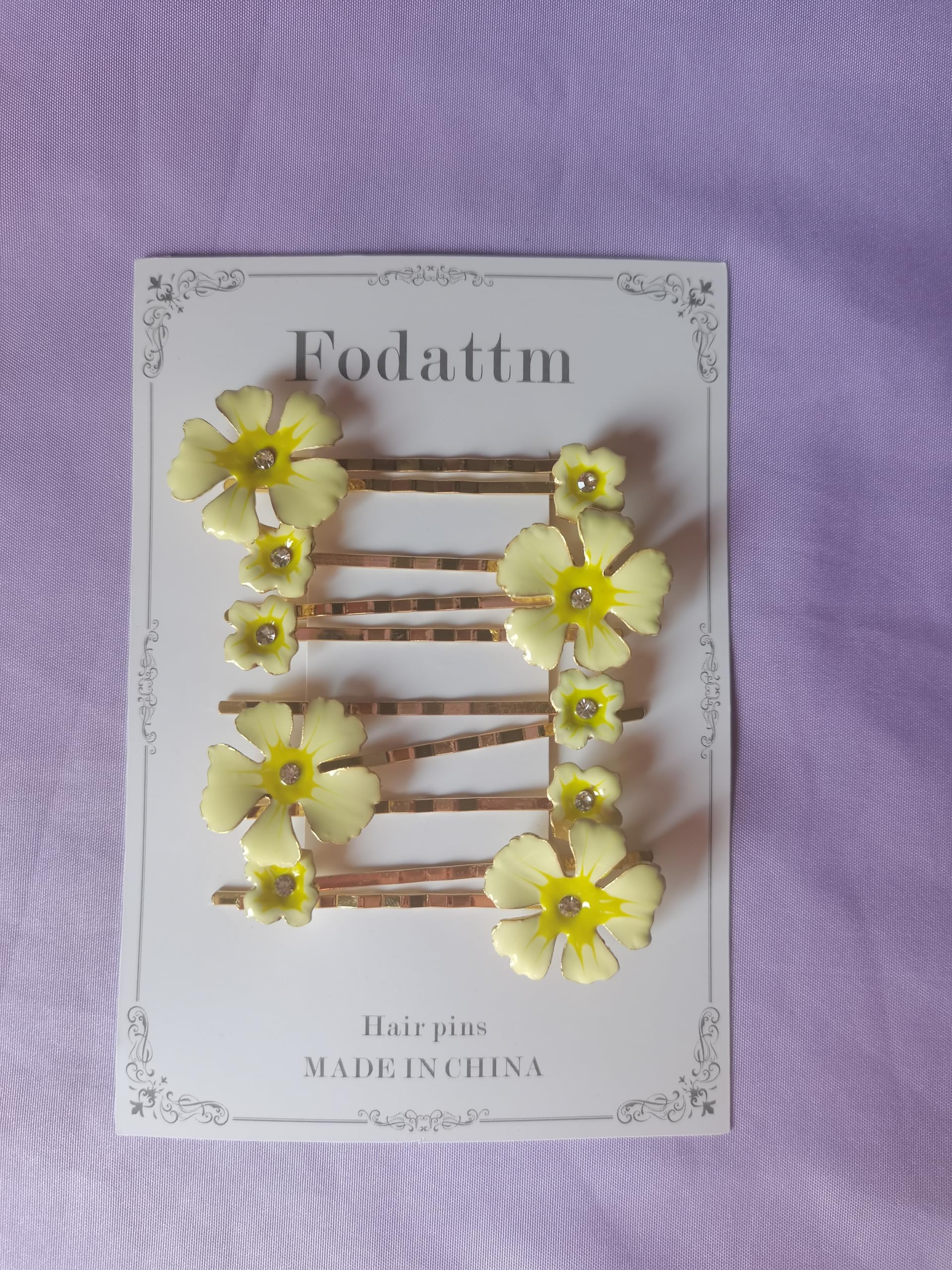 10PCS Fashion Flower Bobby Pin Hair Clips - Wedding Bride Metal Hair Pins for Women, Yellow Floral Side Clips - Perfect for Bridal, Prom, Party & Everyday Hairstyles