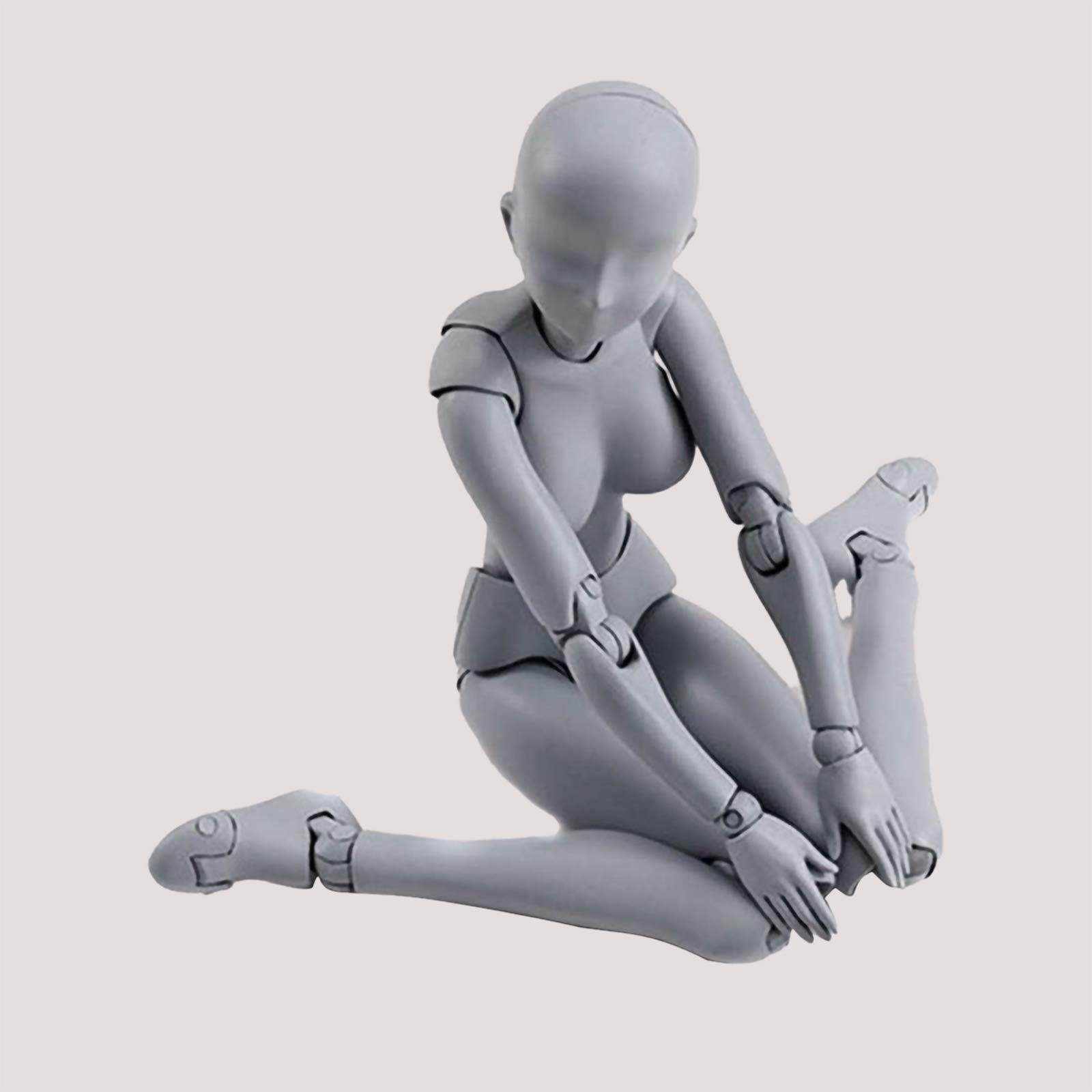 AXITWXIT Body-Kun DX & Body-Chan DX PVC Action Figure Model - Gray Female Poseable Artist Drawing Reference for SH Figuarts | Perfect for Comic Artists, Animators & 3D Designers