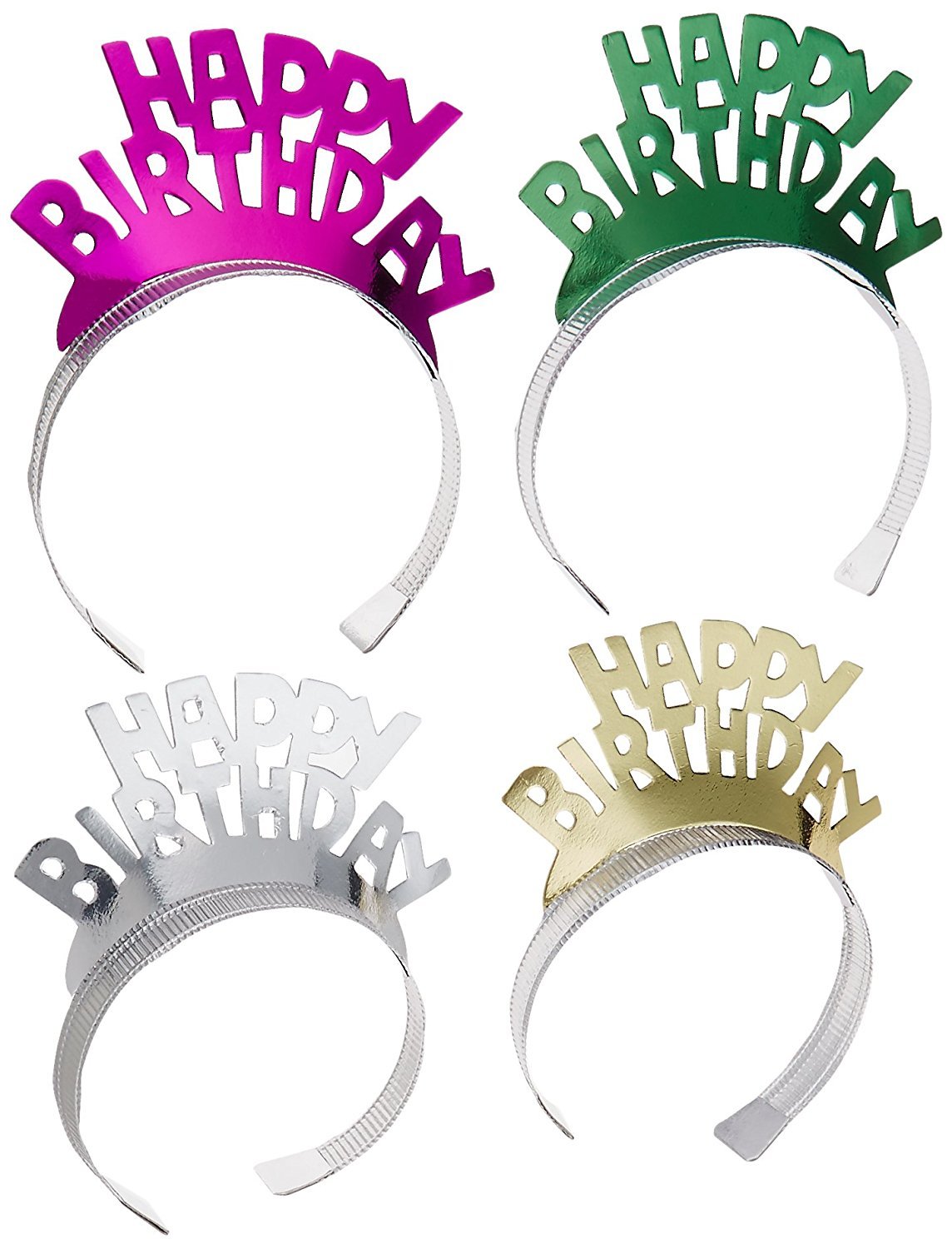 Creative Converting Foil Tiaras 4-Pack - Assorted Colors for Birthday Parties, Princess Costumes & Special Events | Perfect for Kids Dress Up, Birthday Celebrations & Photo Props