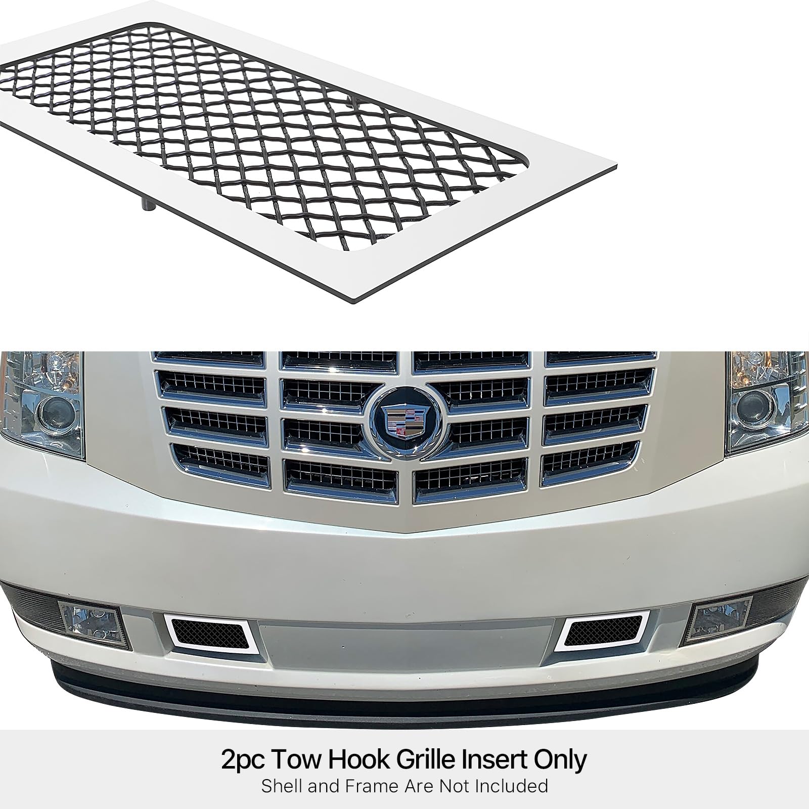 APS Compatible with Cadillac Escalade 2007-2014 Stainless Steel Silver Mesh Front Grill Grille Insert S18-C28467A - Upgrade Your Vehicle's Style for Off-Road Adventures & Car Shows