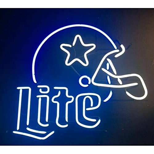 Miller Lite Cowboy Logo Neon Sign - 17x14 Inches Dallas Themed Beer Light for Man Cave, Bar & Pub Decor - Unique Gift for Beer Lovers (A117DCLH) - Perfect for Game Nights, Sports Bars & Western-Themed Parties