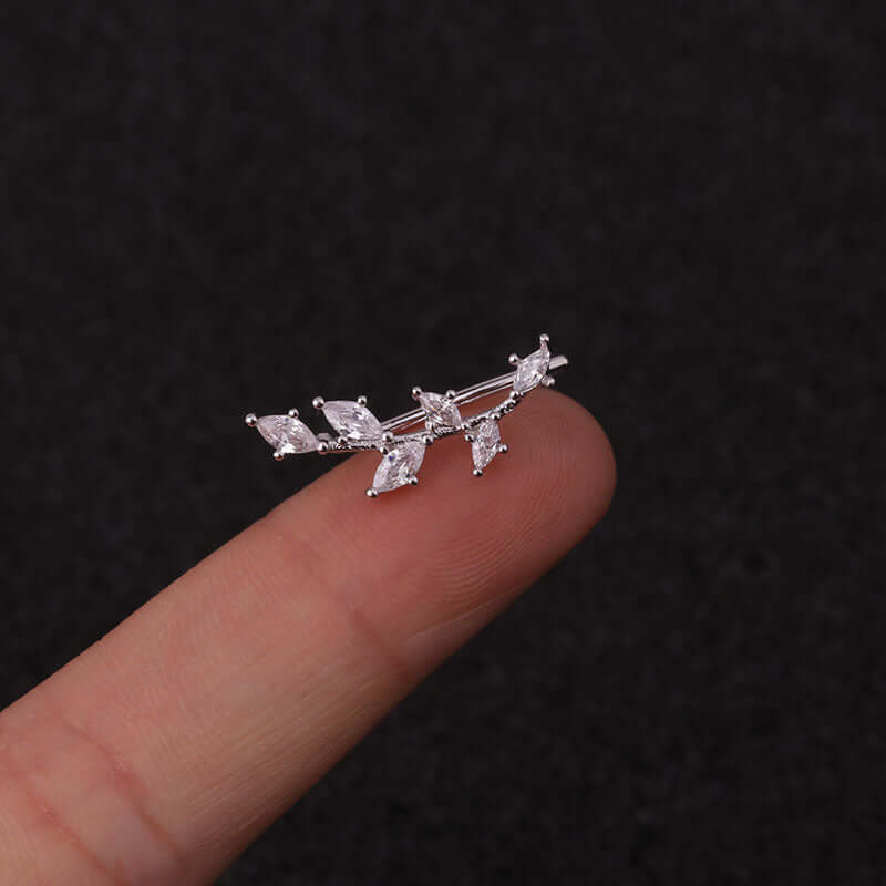 16G Cartilage Linear Flower Ear Clip Ear Cuff - Boho Chic Earring for Women | Perfect for Parties, Weddings & Everyday Wear (HSPJ19124)