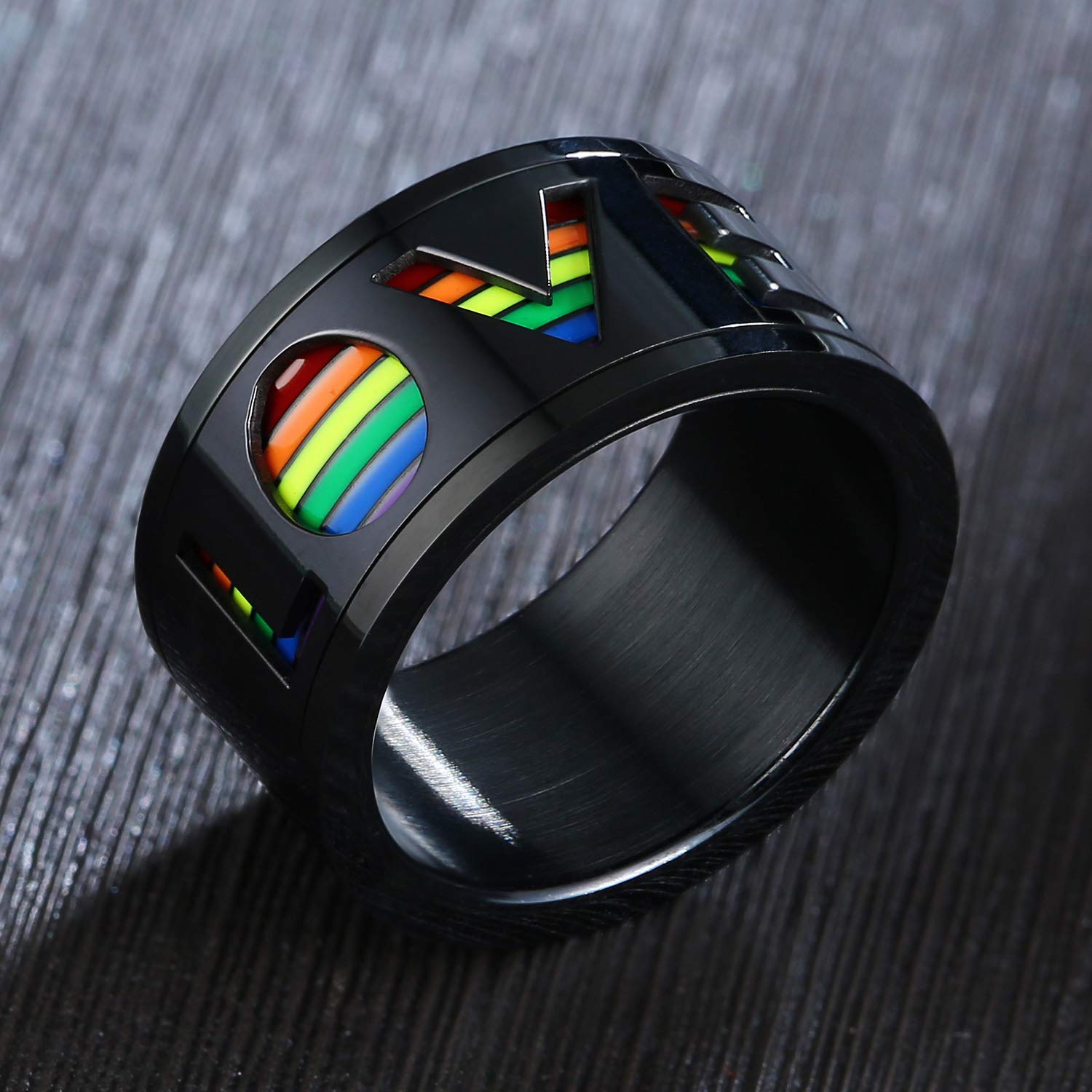 VNOX LGBTQ+ Pride Rainbow Spinner Ring - Anxiety Relief Fidget Ring for Stress & Focus - Friendship, Wedding & Parade Jewelry for Gay, Lesbian & LGBT Community - Perfect for Everyday Wear & Special Occasions