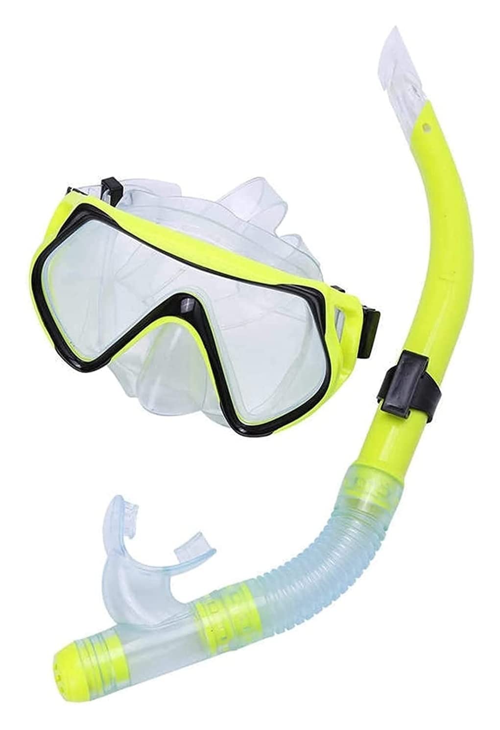 BONOCO Professional Anti-Fog Snorkel Mask Set with Half Dry Breathing Tube - Scuba Diving & Swimming Goggles for Adults (Yellow) - Perfect for Ocean Snorkeling, Pool Swimming & Water Sports