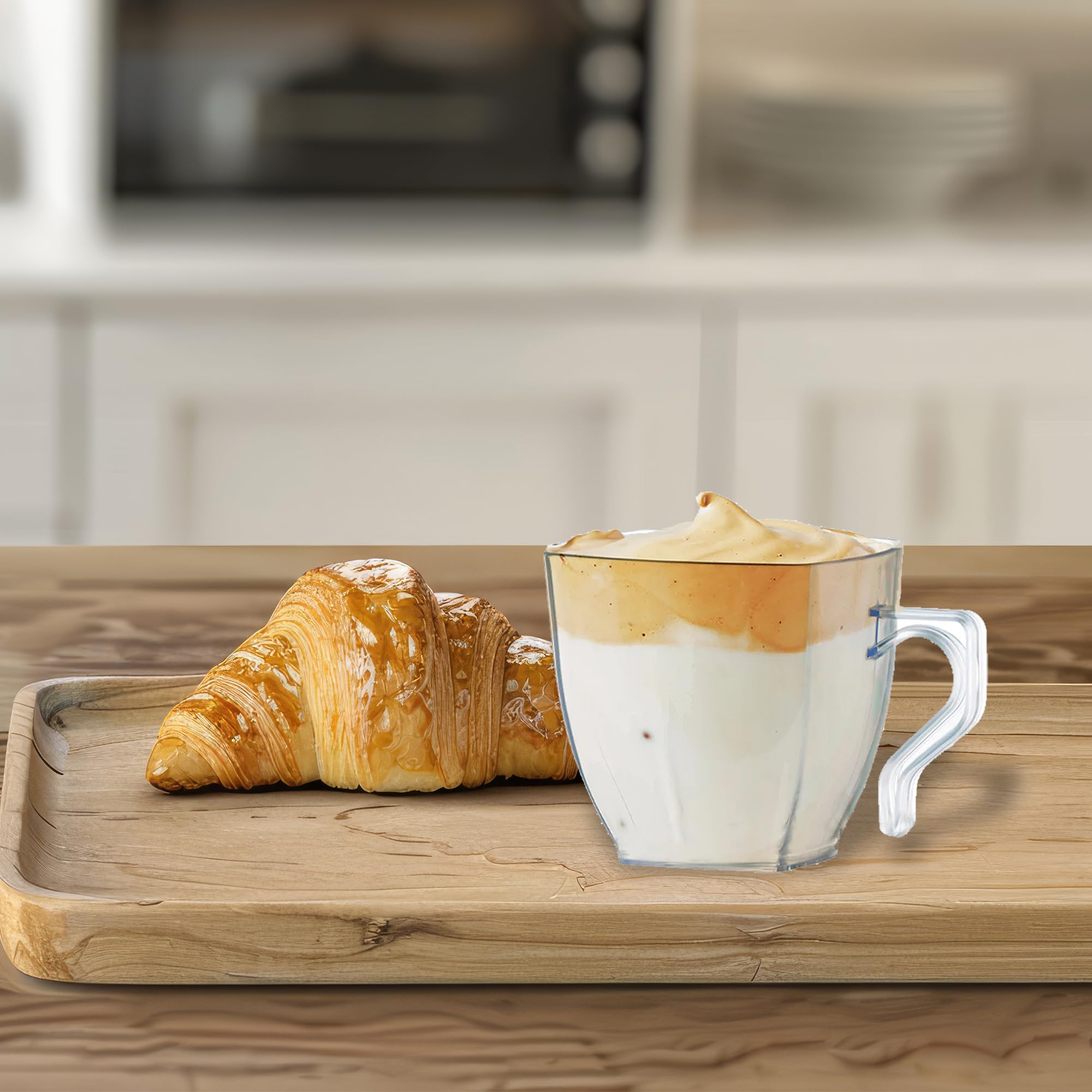 192 Pack Smarty Had A Party 8 oz Clear Disposable Plastic Coffee Cups with Handles - Elegant Drinkware for Hot Beverages, Tea, Cappuccino - Perfect for Parties, Cafes, Offices & Events