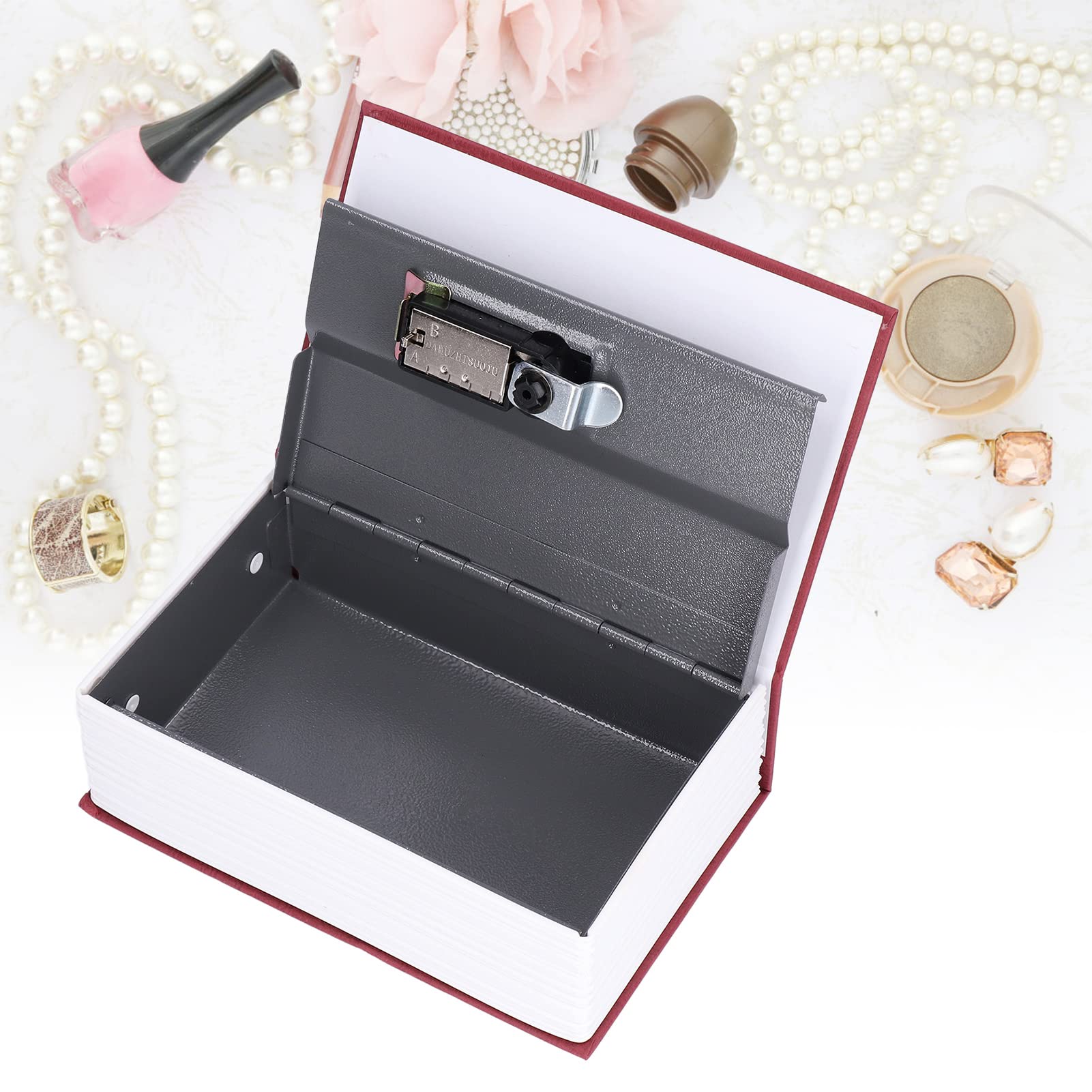 7.1 x 4.7 x 2.2 Inch Book-Shaped Steel Safe Box with Classic Password Lock - Secure Storage for Money, Cash, Passport, Jewelry & Valuables (Red) - Perfect for Home, Office, Travel & Emergency Use