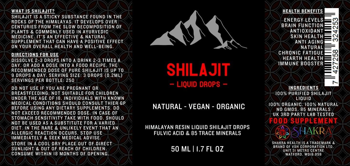 Himalayan Shilajit Liquid Drops 50ml - Pure Organic Fulvic Acid & Trace Mineral Supplement for Energy, Stamina & Chronic Fatigue Relief - Vegan-Friendly with Dropper - Boost Workout Performance & Mental Clarity