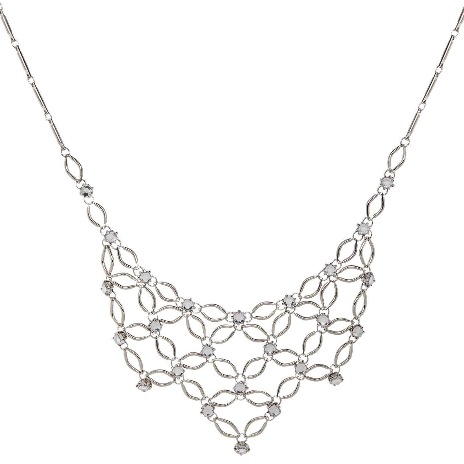 1928 Jewelry Bloom Crystal Statement Bib Necklace - 16