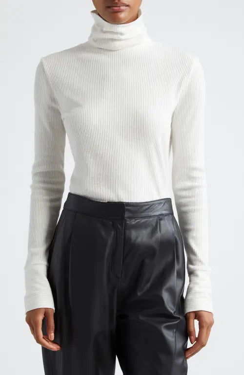 Ananda Women's Long Sleeve Turtleneck Sweater - Ivory - Soft Winter Knit Pullover for Office, Date Night & Casual Outfits
