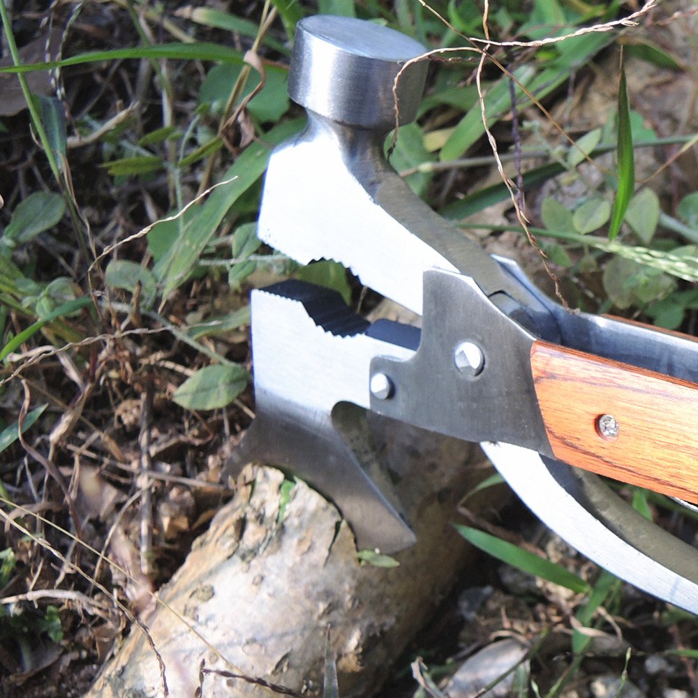 Best Portable Multipurpose Camping Hatchet - Survival Axe with Wood Inlay Handle, Heavy Duty Metal Outdoor Tool for Hiking, Bushcraft & Emergency - Perfect Gift for Men & Women