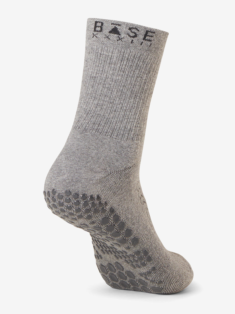 Base 33 Crew Grip Socks - Non-Slip Athletic Socks for Men & Women - Grey Color - Perfect for Yoga, Pilates, Barre & Workout