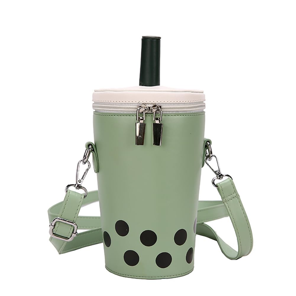 Stylish Women's Polka Dot Milk Tea Cup Crossbody Bag - Japanese Bucket Shoulder Purse with Straw - Cute Creative Cylinder Handbag for Casual Outings, Cosplay & Kawaii Fashion Accessories