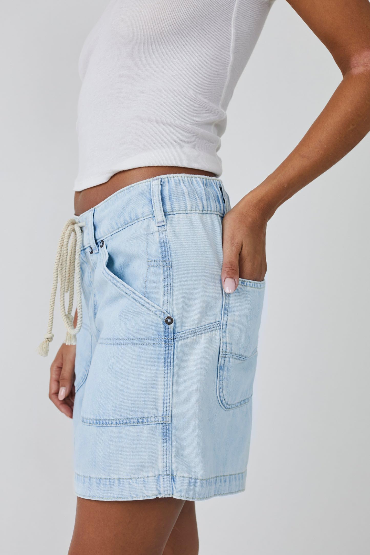 LifeShe Women's Summer Denim Shorts - High Waisted Stretchy Jean Shorts with Adjustable Drawstring for Casual Wear | Perfect for Beach, Vacation & Everyday Outfits
