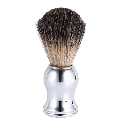 Premium Silver Beard Shaving Brush with Plastic Handle - Durable Barber Salon Tool for Men's Grooming | Facial Hair Cleaning Brush for Shaving, Exfoliating & Styling - Perfect for Home Use, Barber Shops & Travel Grooming Kits