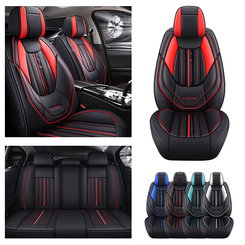 2007-2021 Jeep Compass Universal Car Seat Covers - Waterproof, Anti-Slip, Airbag Compatible - Black & Red - Easy to Clean Car Protectors for Comfort & Style - Perfect for Daily Commute, Road Trips & Outdoor Adventures