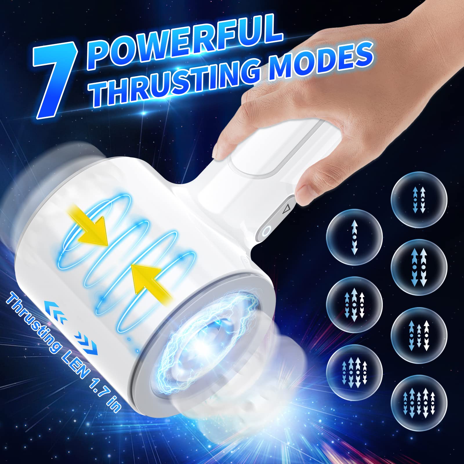 Automatic Thrusting Male Masturbator - 7 Vibration & Thrusting Modes, Dual Open-Ended Penis Massager for Men - Realistic Blowjob & Pocket Pussy Experience - Perfect for Solo Play, Couples Fun & Discreet Pleasure