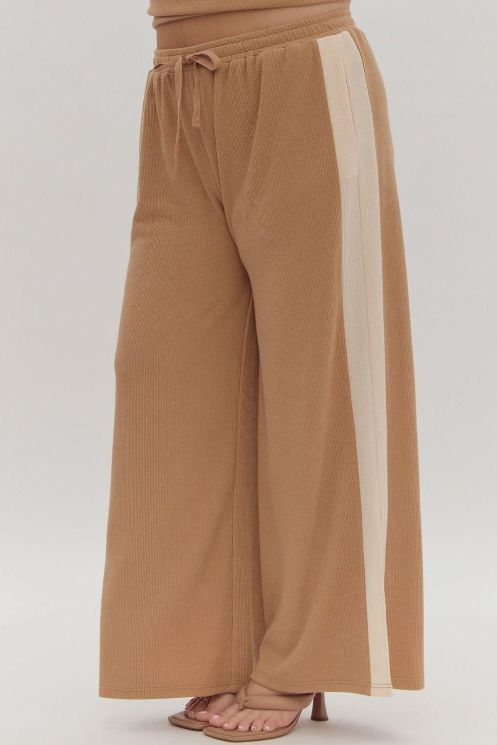 Women's Liana Camel Wide Leg Pants - High Waisted Flowy Trousers for Casual & Office Wear | Comfortable & Stylish for Everyday Outfits