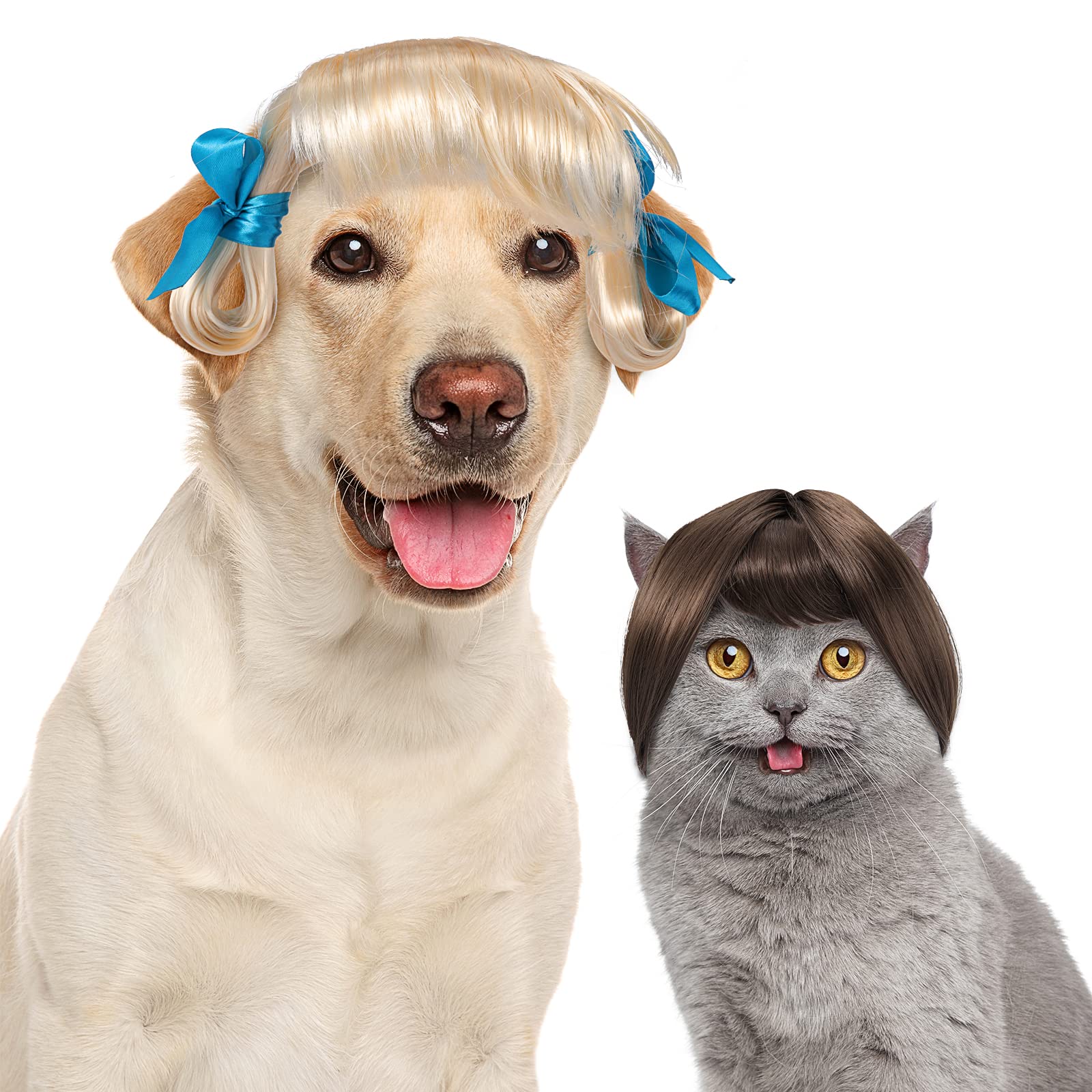 JUPSK Dog Christmas Headdress & Wig - Cute Pet Costume for Halloween, Birthday Parties & Christmas Celebrations | Fun Cosplay Apparel for Dogs