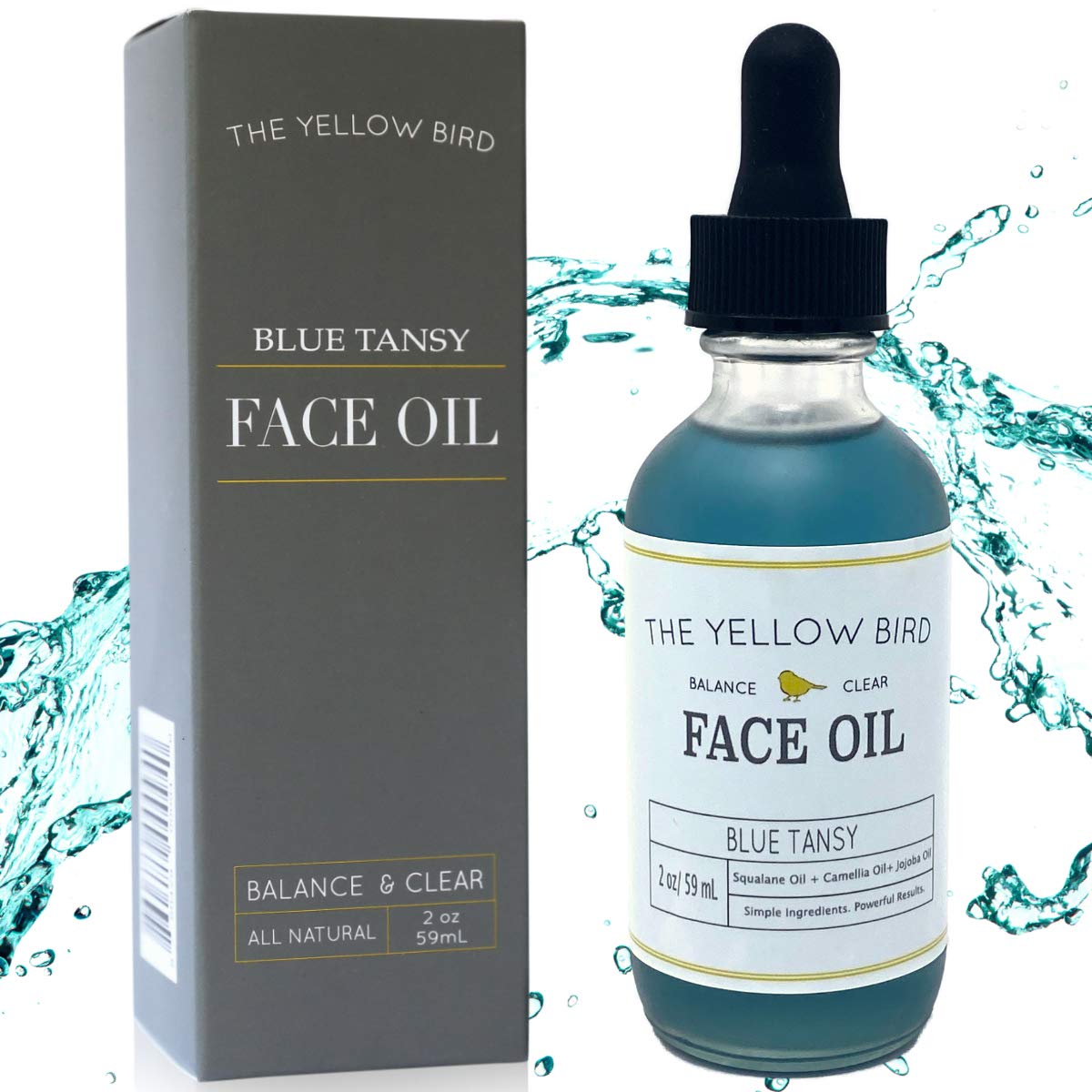 The Yellow Bird Balancing Blue Tansy Face Oil – Natural Glowing Skin Serum with Collagen Support | Vegan Facial Moisturizer for Wrinkle & Pore Reduction | Perfect for Daily Skincare Routine & Nighttime Hydration