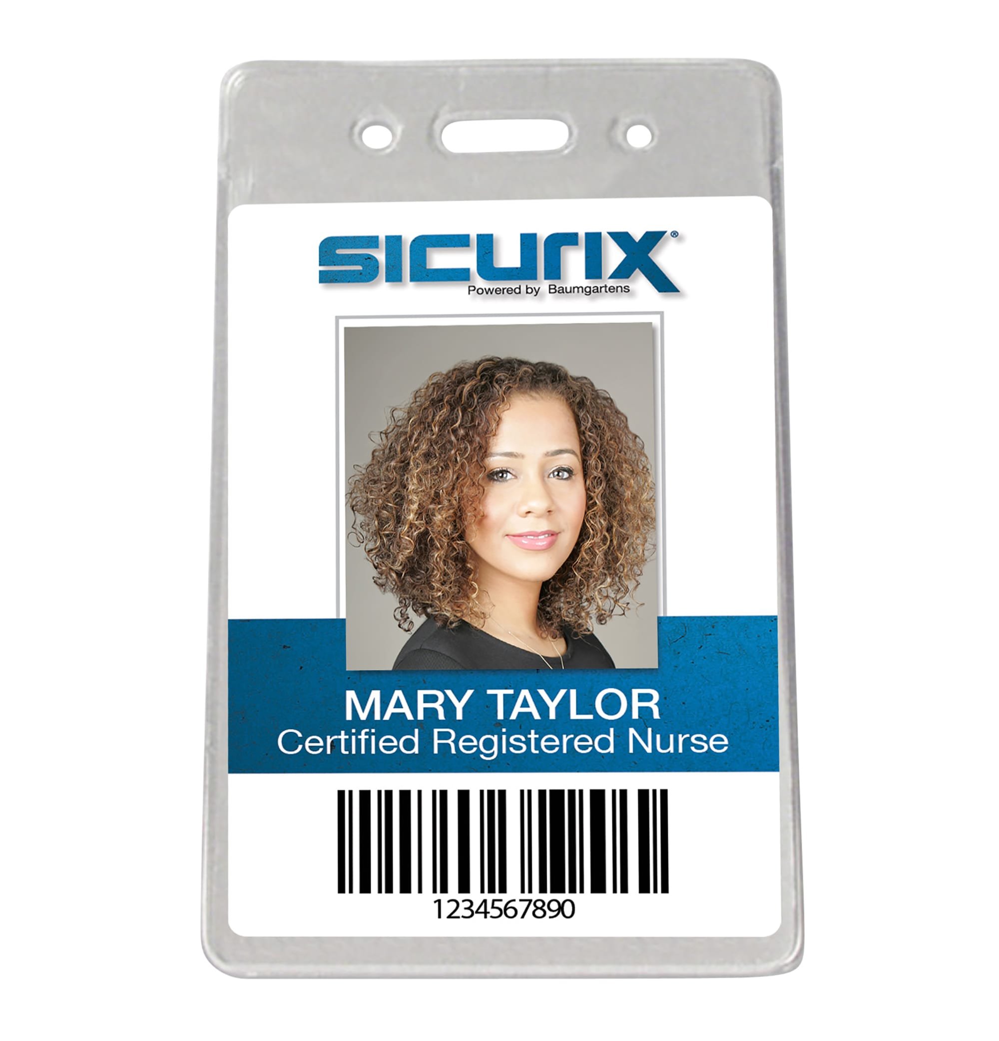 50 Pack SICURIX Clear Plastic ID Badge Holders with Pre-Punched Holes - Compatible with Lanyards, Badge Reels, Chains & Barb Clips for Business, Events & Security Use