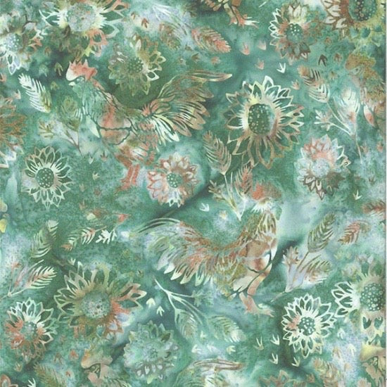 Farmhouse Fresh Batik Fabric - Hoffman Batiks HT2402-145 Rooster Spring Design - Perfect for Quilting, Home Decor & DIY Craft Projects