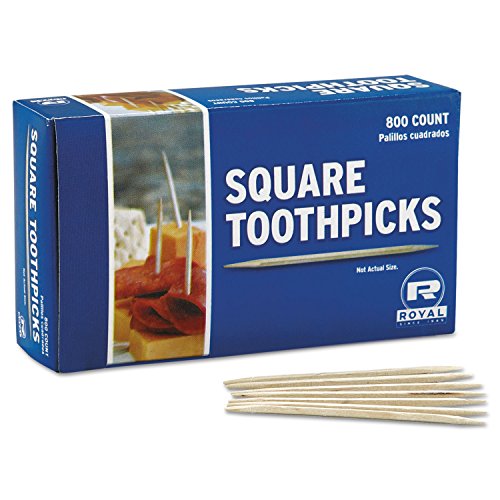 Natural Square Wood Toothpicks 2 3/4 Inch - 800 Count per Box (24 Boxes per Carton) - Perfect for Cocktails, Appetizers, Cheese Platters & Party Snacks
