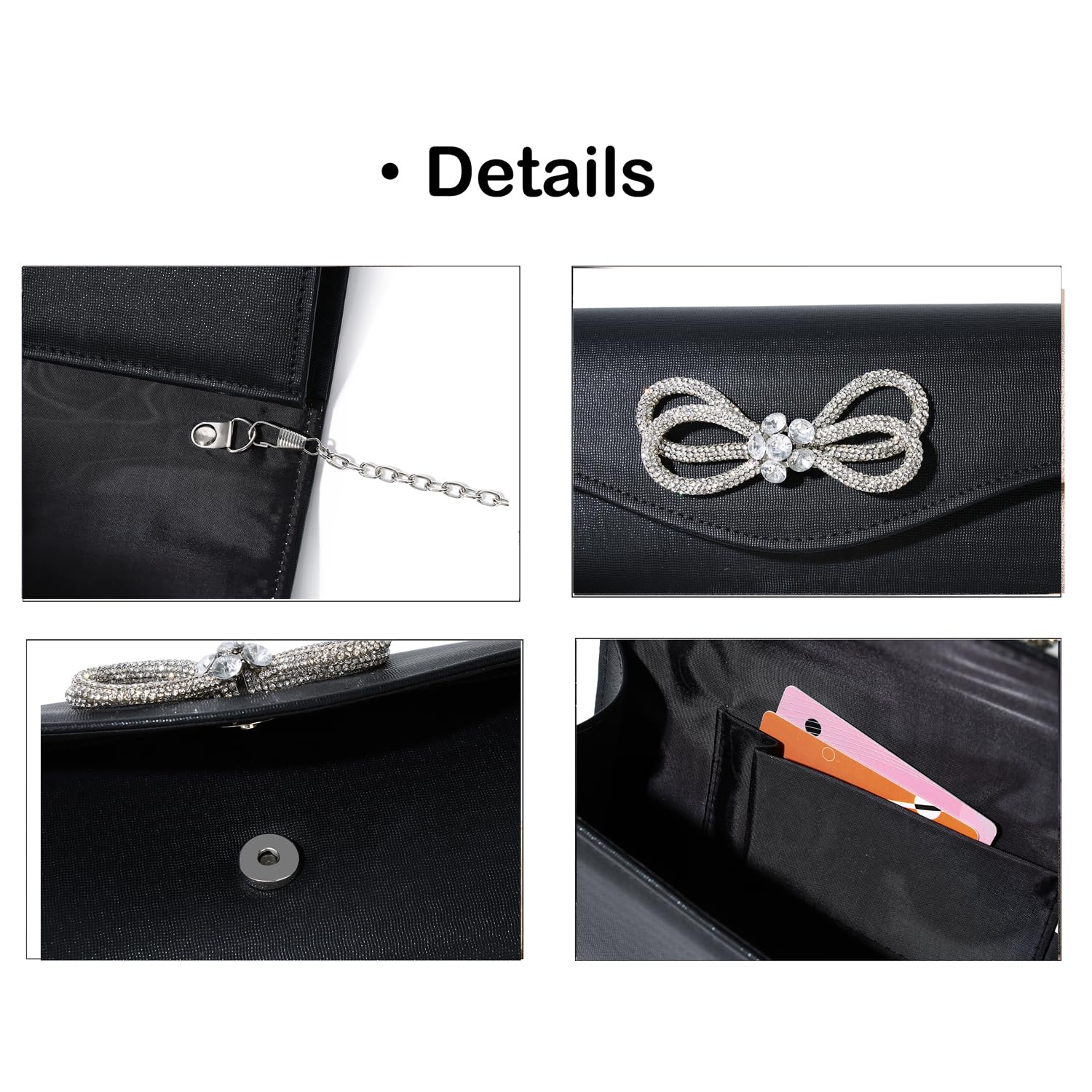 Elegant Women's Diamond Bow Rhinestone Clutch Purse for Wedding, Prom, Cocktail Party & Formal Events - Sparkling Evening Handbag for Special Occasions
