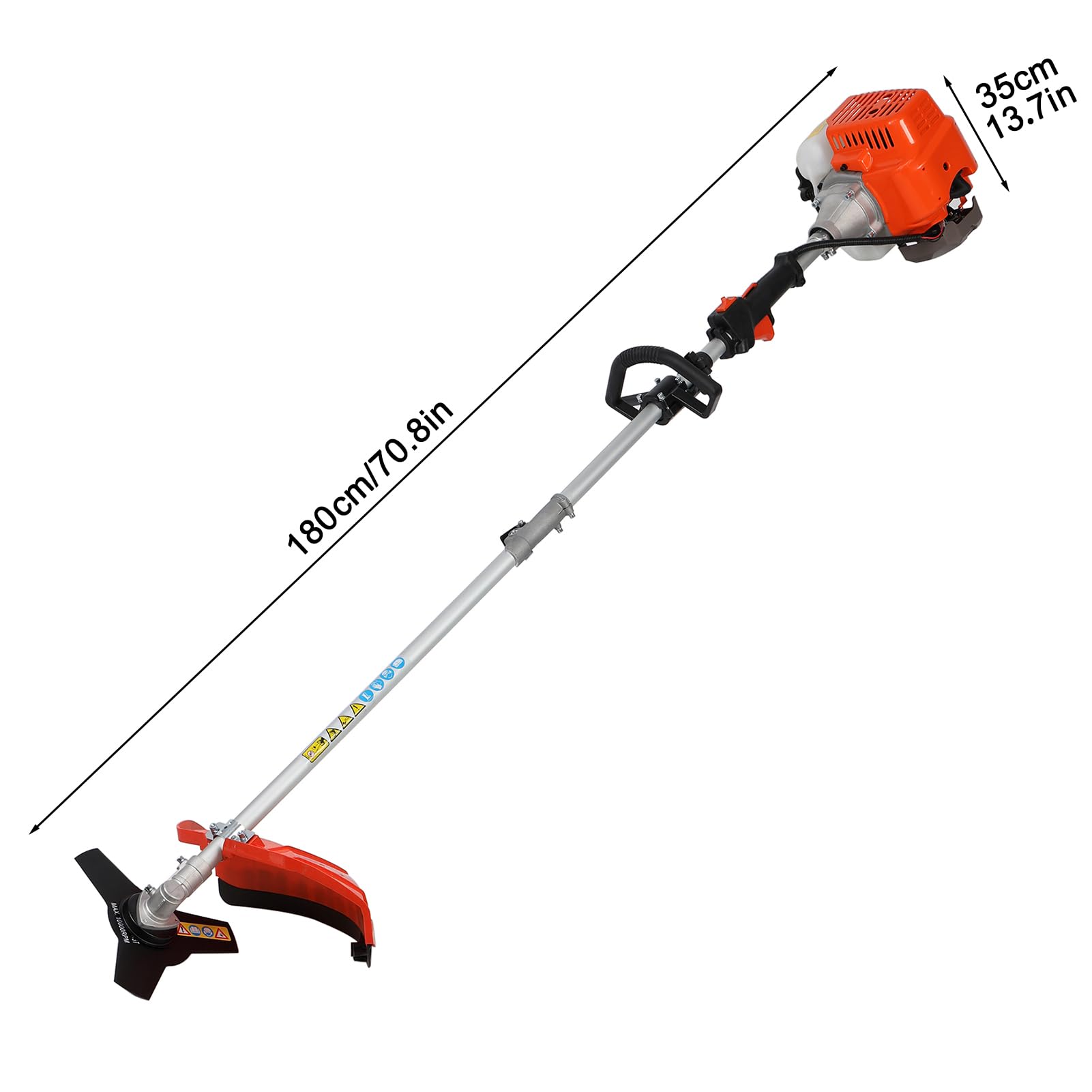 5-in-1 Gas Powered Multi-Functional Trimming Tool Set - 52Cc 2-Stroke Weed Eater, Hedge Trimmer, Pole Chainsaw & Weed Wacker for Professional Landscaping & Home Gardening (Orange) - Perfect for Lawn Care, Yard Maintenance & Property Edging
