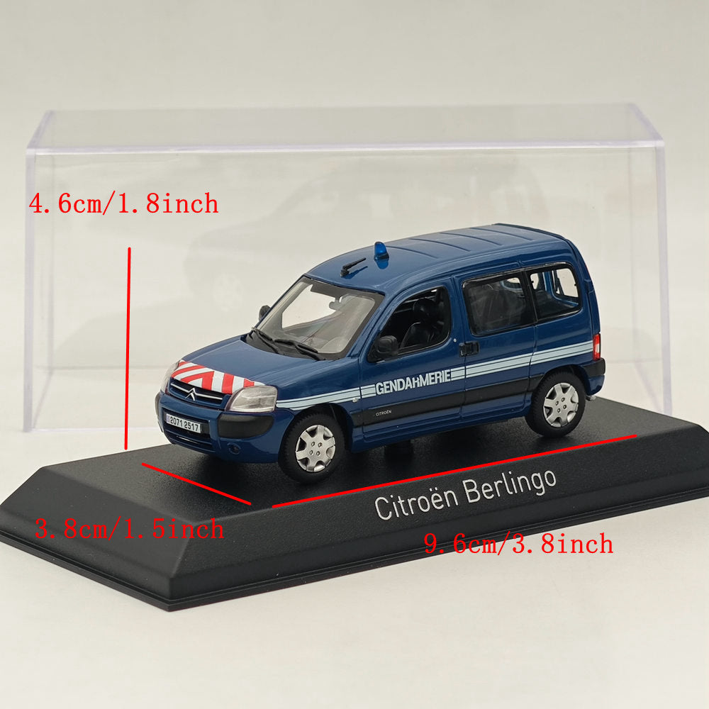 1/43 Scale Norev CITROEN BERLINGO 2007 Gendarmerie Police Diecast Model Car - Blue Collectible Vehicle for Display & Gift (French Police Car Collection)