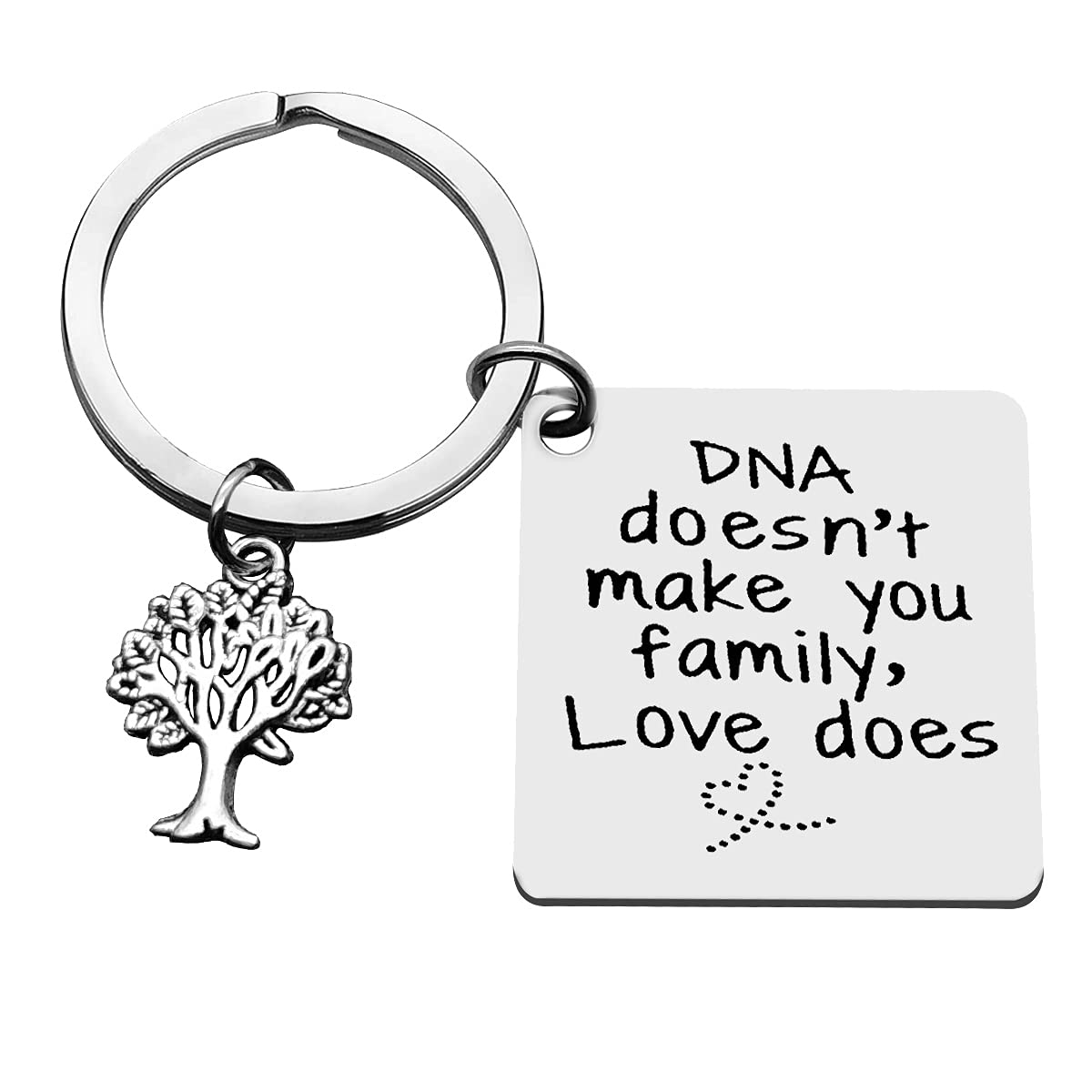 Xiahuyu Step Parent Keychain - DNA Doesn't Make Family, Love Does - Step Mom & Step Dad Gifts - Christmas, Birthday, Adoption Gifts - Perfect for Family Celebrations & Special Occasions