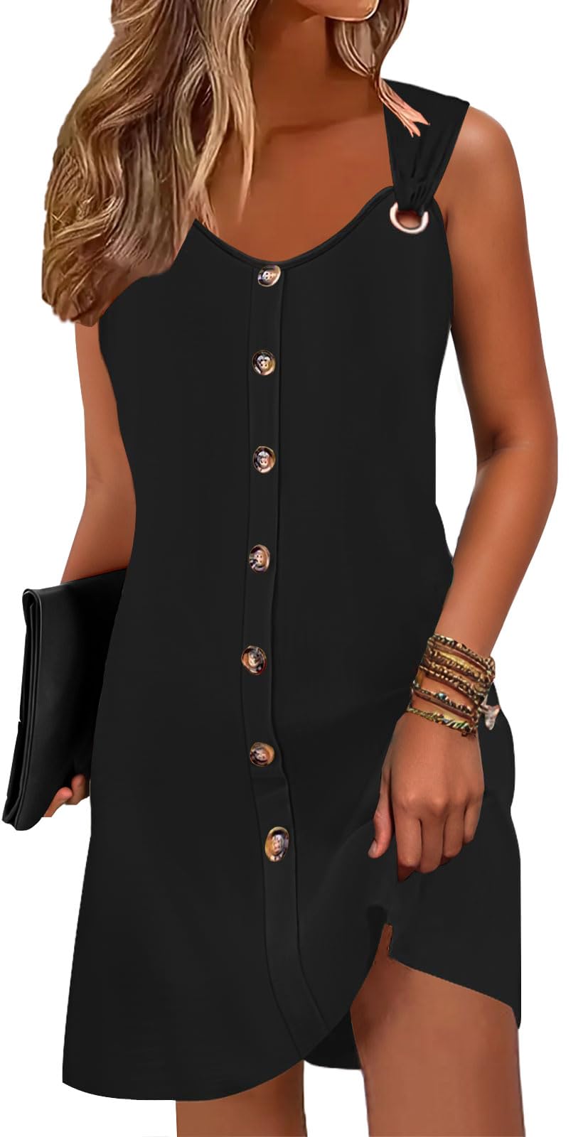 Disamer Women's Summer Dresses 2025 - Flowy Sundresses, Beach Cover Ups, Swimsuit Coverups, Vacation Dresses with Button Down & Sleeveless Design for Spring/Summer - Perfect for Beach Trips, Pool Parties & Tropical Vacations