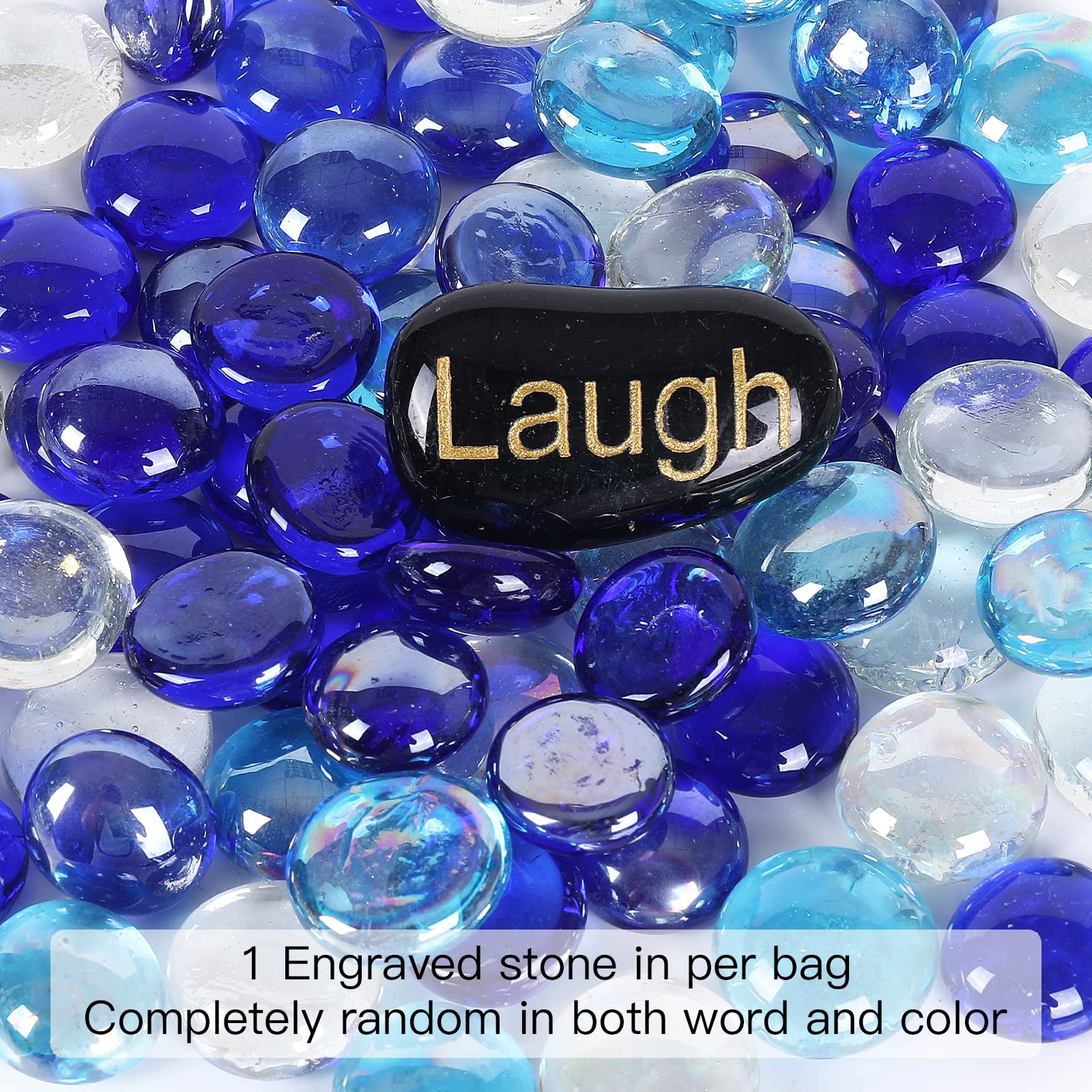 5LB Fire Glass Beads - Flat Glass Marbles for Fire Pit & Fireplace, Vase Filler, Aquariums, Hydroponics - Blue Mixed Gems for Home Decor, Christmas DIY Crafts & Outdoor Entertaining