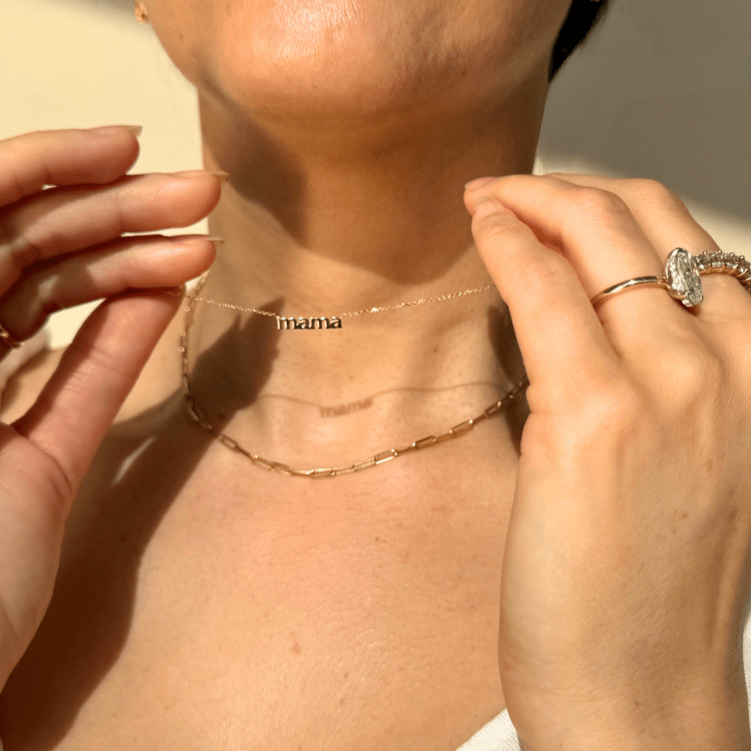 14k Solid Yellow Gold Mama Necklace - Elegant & Durable Mother's Jewelry Gift for Women - Perfect for Mother's Day, Birthday & Anniversary Celebrations